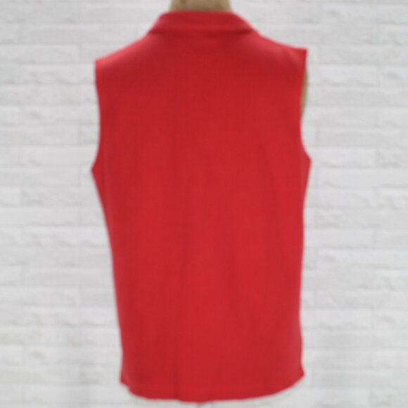 VINTAGE PASSPORT Vest Knit Sweater Zip Front Sleeveless Classic Casual Red Med - Picture 4 of 5